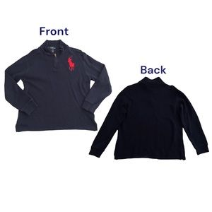 Polo Ralph Lauren Sweater Boys Size L 14 - 16 Navy Blue Quarter Zip